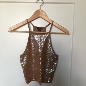 High Neck Express Sequin Crop Top
